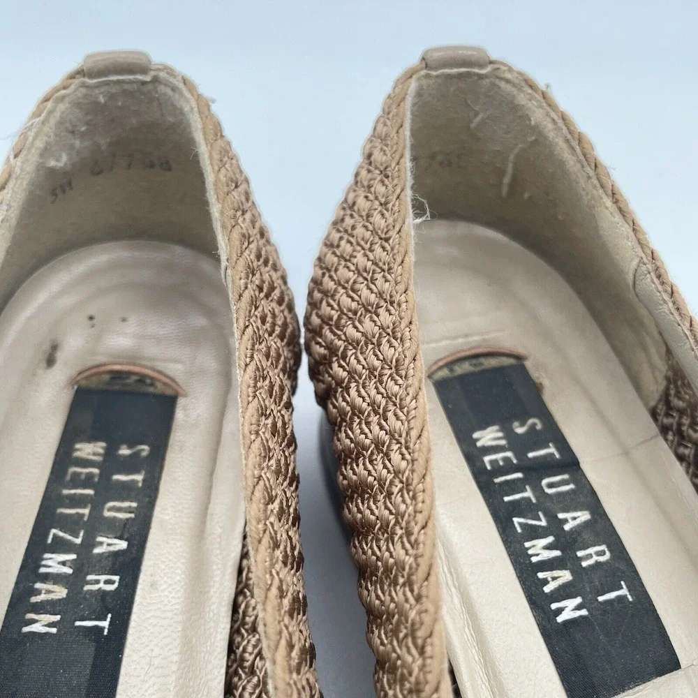 Stuart Weitzman‎ Loafers Womens Size 6 M Taupe Woven Cord Flexible Slip-On Shoes